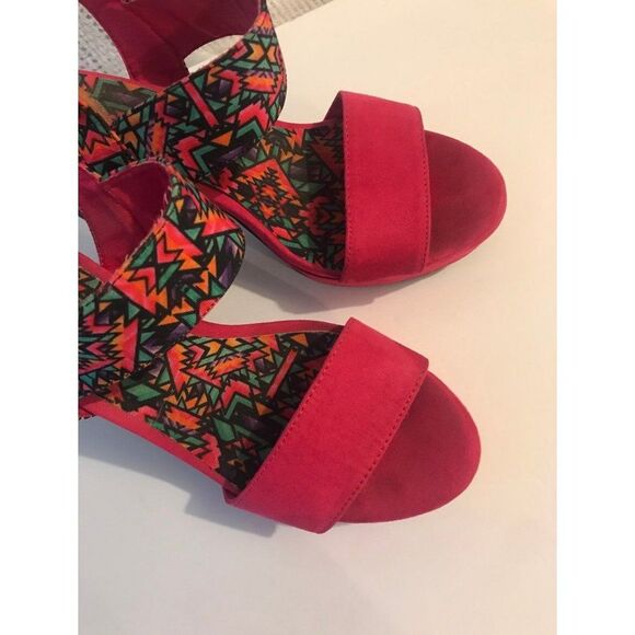 Rocket dog bright pink floral y2k style chunky heels with straps size 8 - Picture 4 of 8